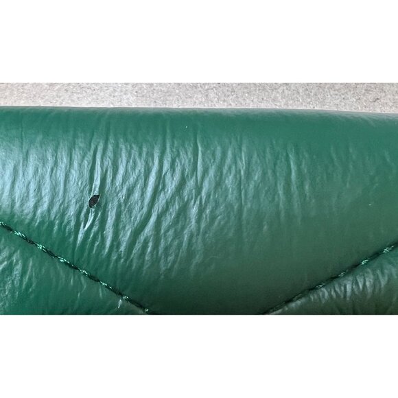 Hunter Green Quilted Leather Tote Bag With Top Handles And Zipper Closure - Picture 4 of 4